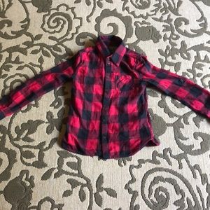 Red and black checkered roots flannel